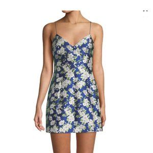 Alice & Olivia Blue Floral Jacquard Mini Dress